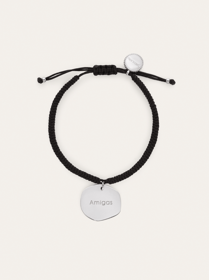 Bracelet Personnalisé Médaillon Organic Noir Acier