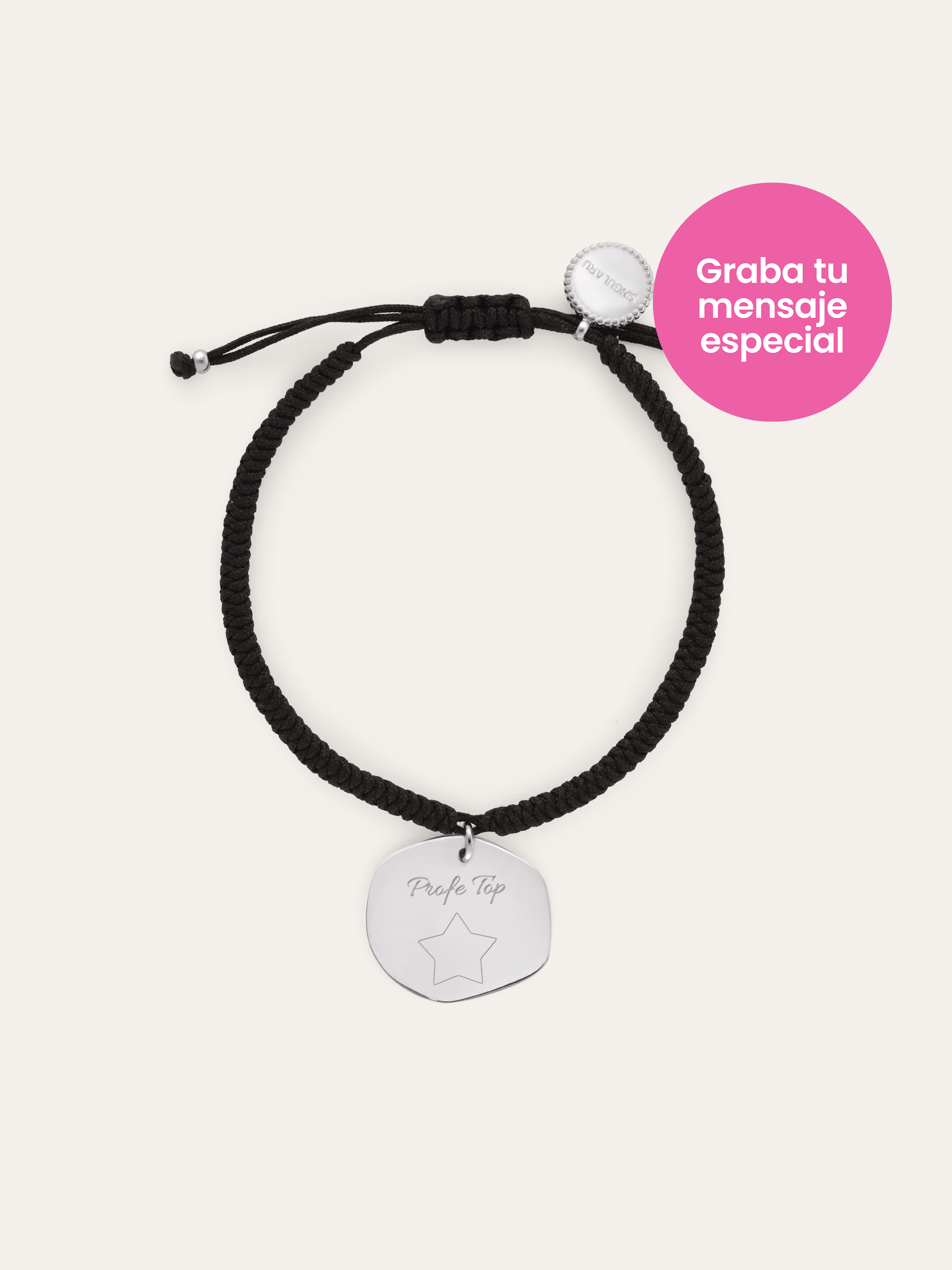 Bracelet Personnalisé Médaillon Organic Noir Acier