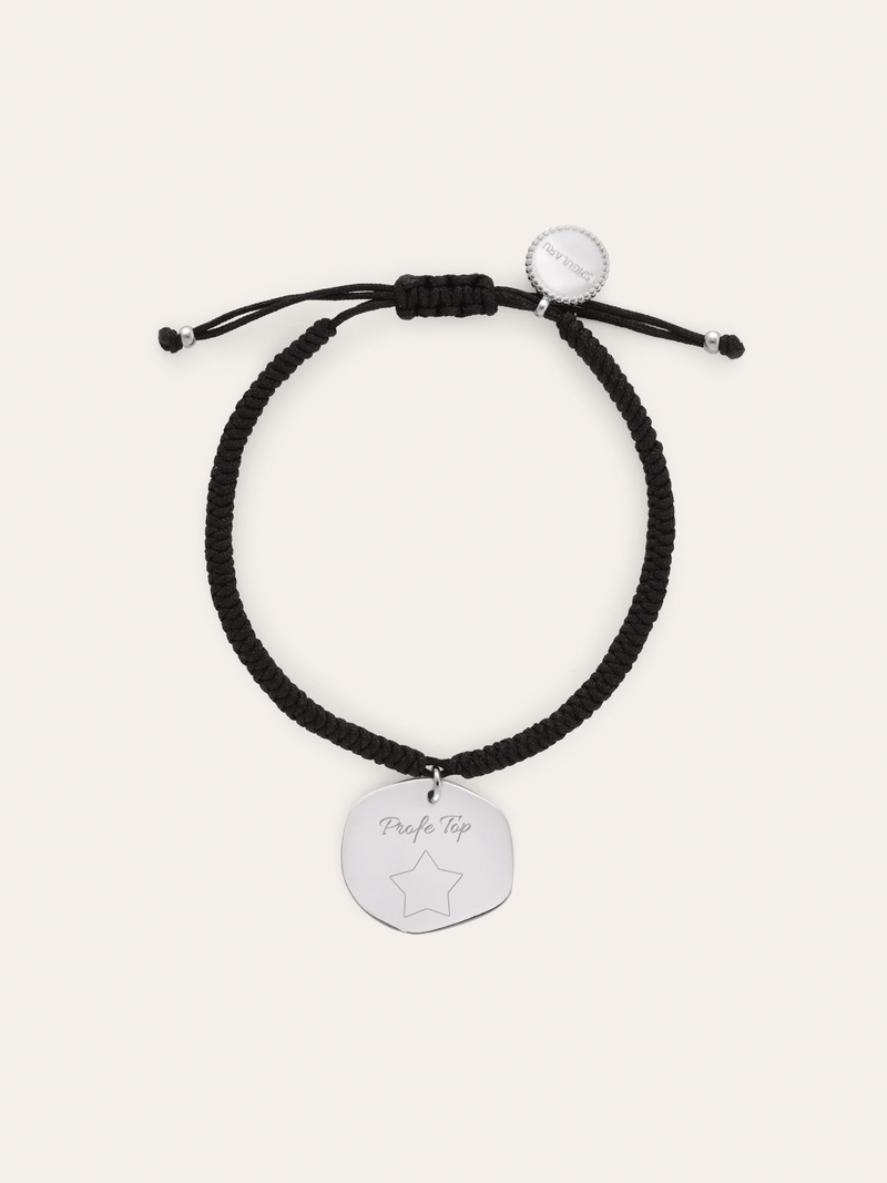 Bracelet Personnalisé Médaillon Organic Noir Acier