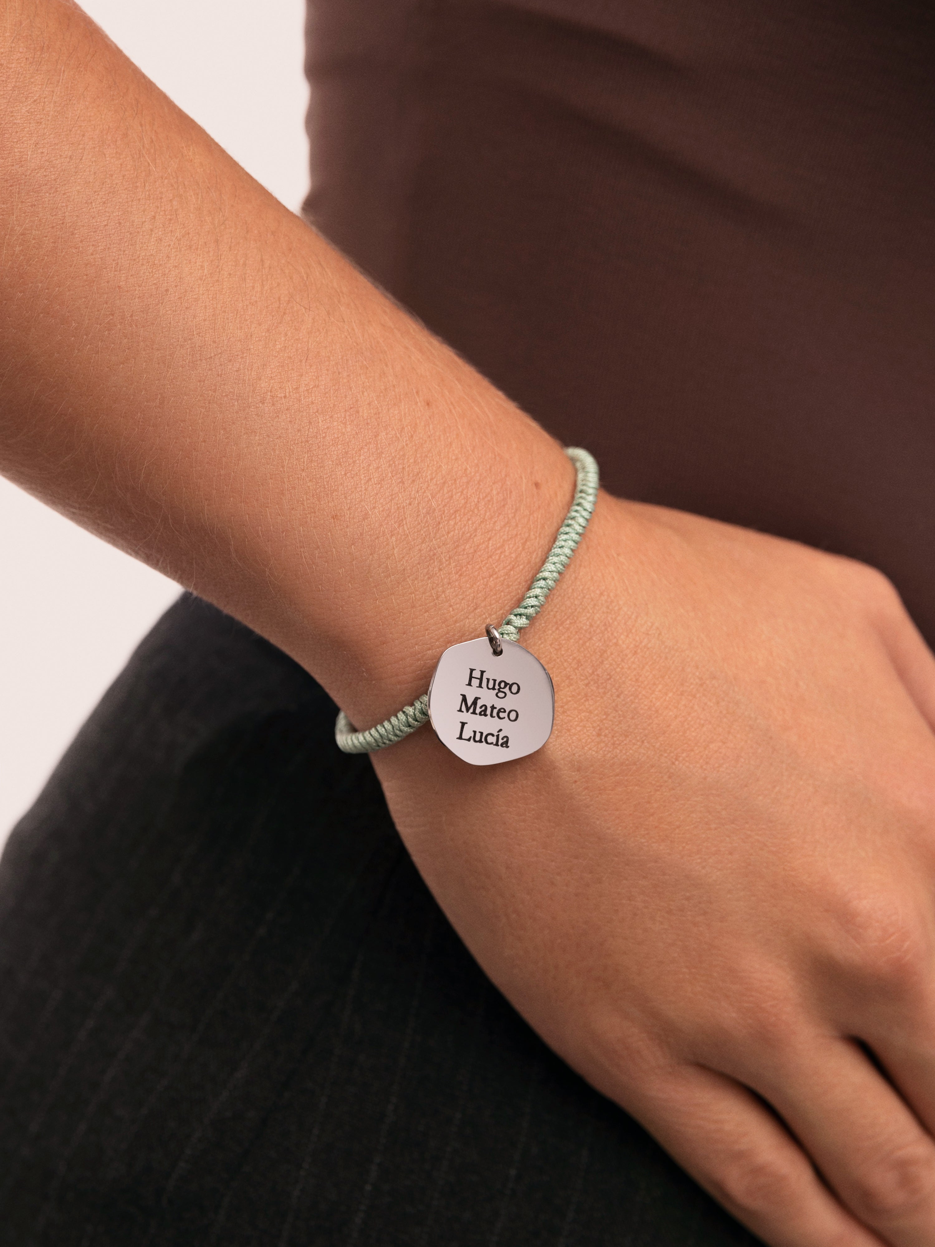 Green Medallion Personalized Stainless Steel Bracelet 