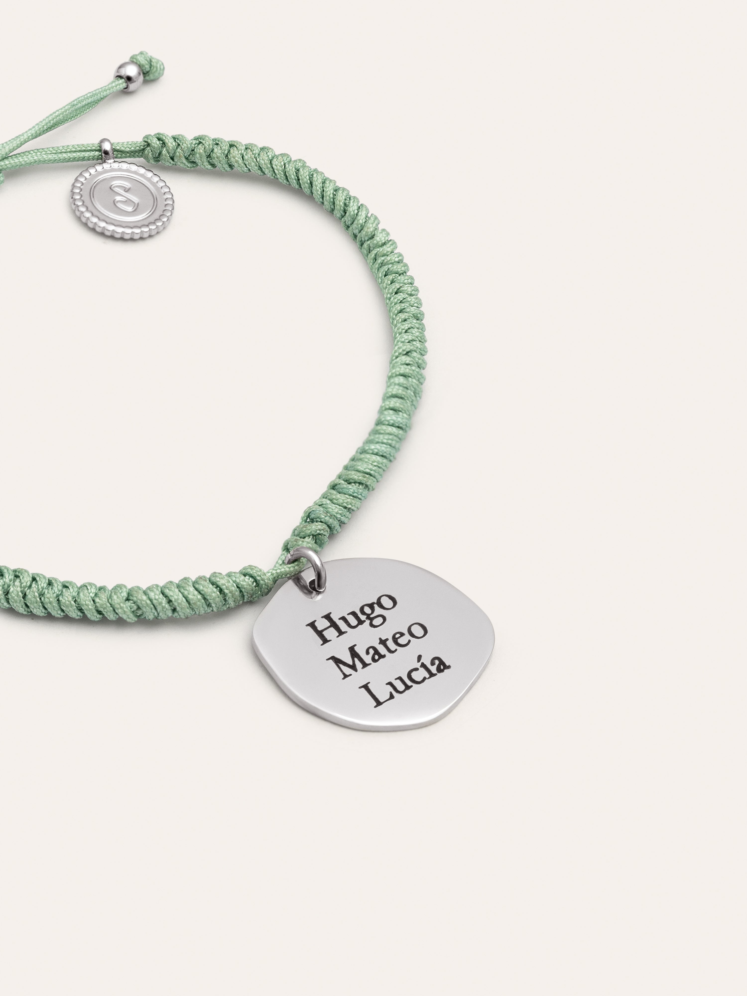 Green Medallion Personalized Stainless Steel Bracelet 