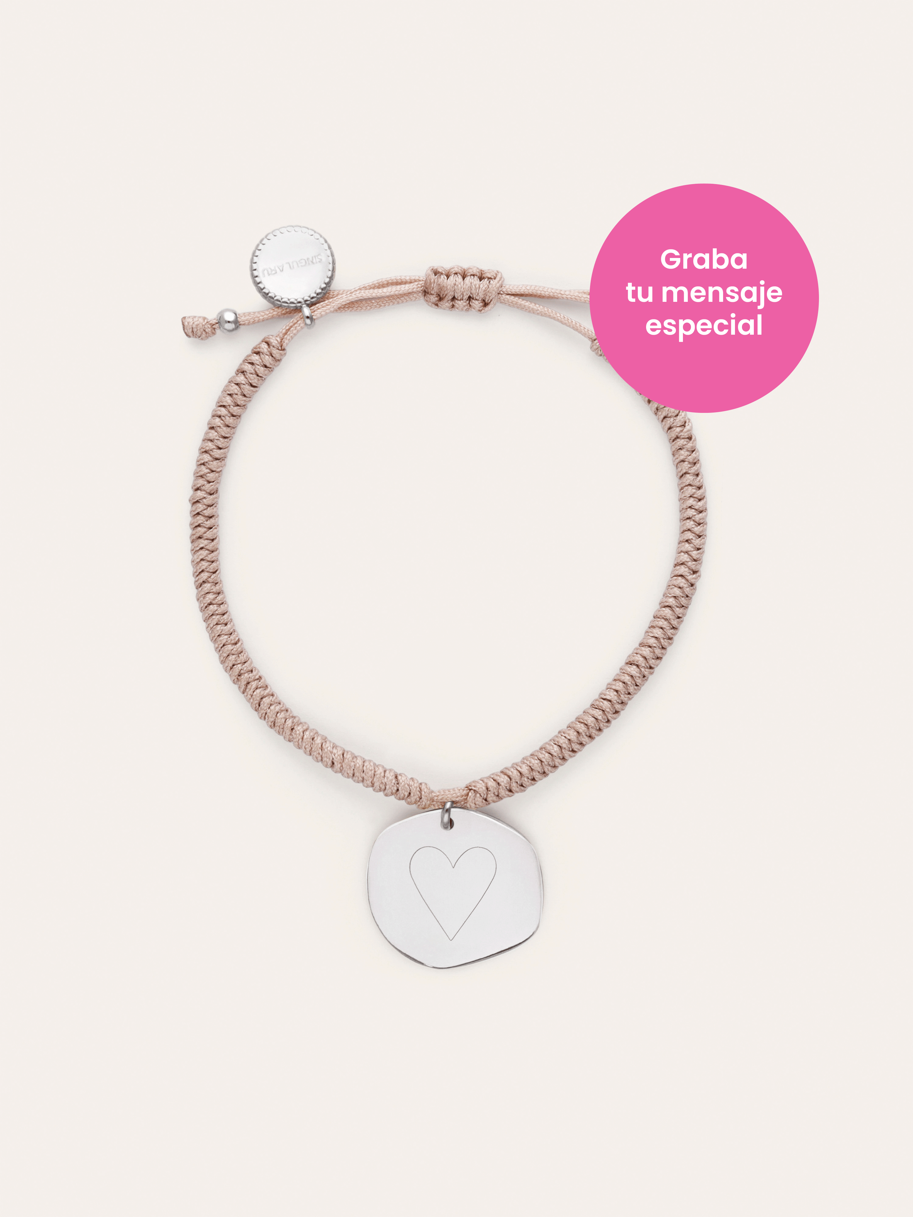 Pulsera Personalizada Medallón Organic Rosa Acero
