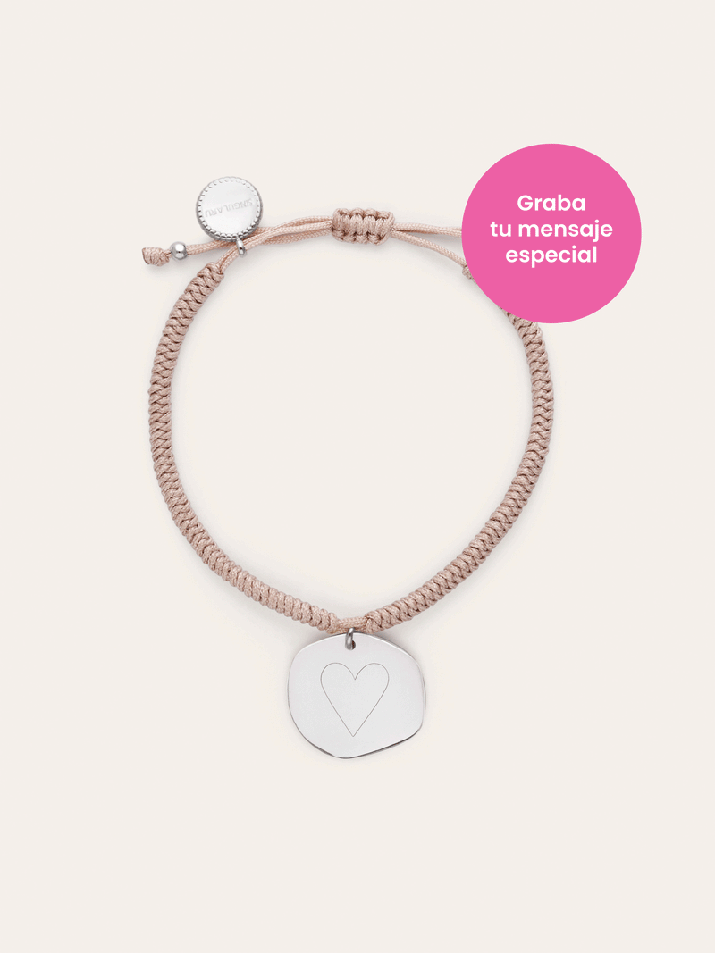 Pulsera Personalizada Medallón Organic Rosa Acero
