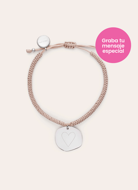 Pulsera Personalizada Medallón Organic Rosa Acero