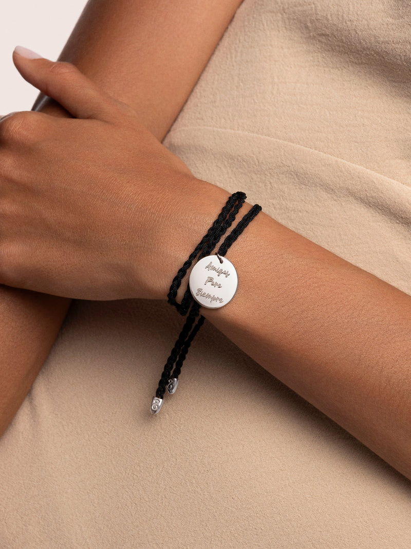 Personalized Dream Black Silver Bracelet