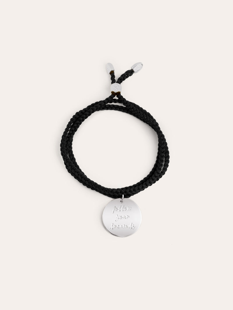 Personalized Dream Black Silver Bracelet