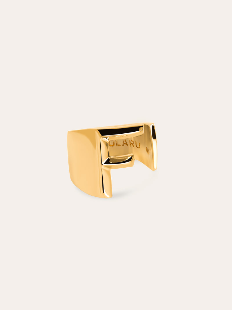 Anel Personalizado Letter Signet Banho de Ouro