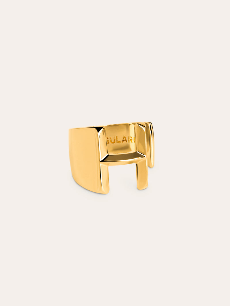 Anel Personalizado Letter Signet Banho de Ouro