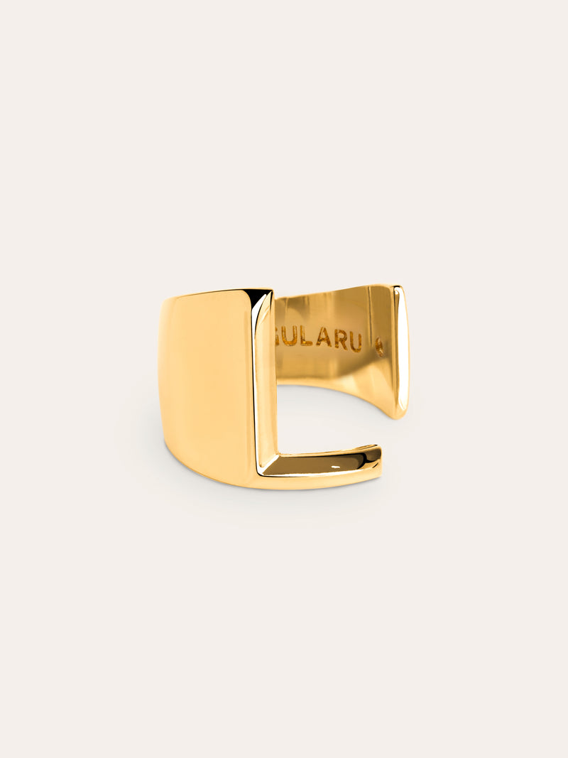 Anel Personalizado Letter Signet Banho de Ouro