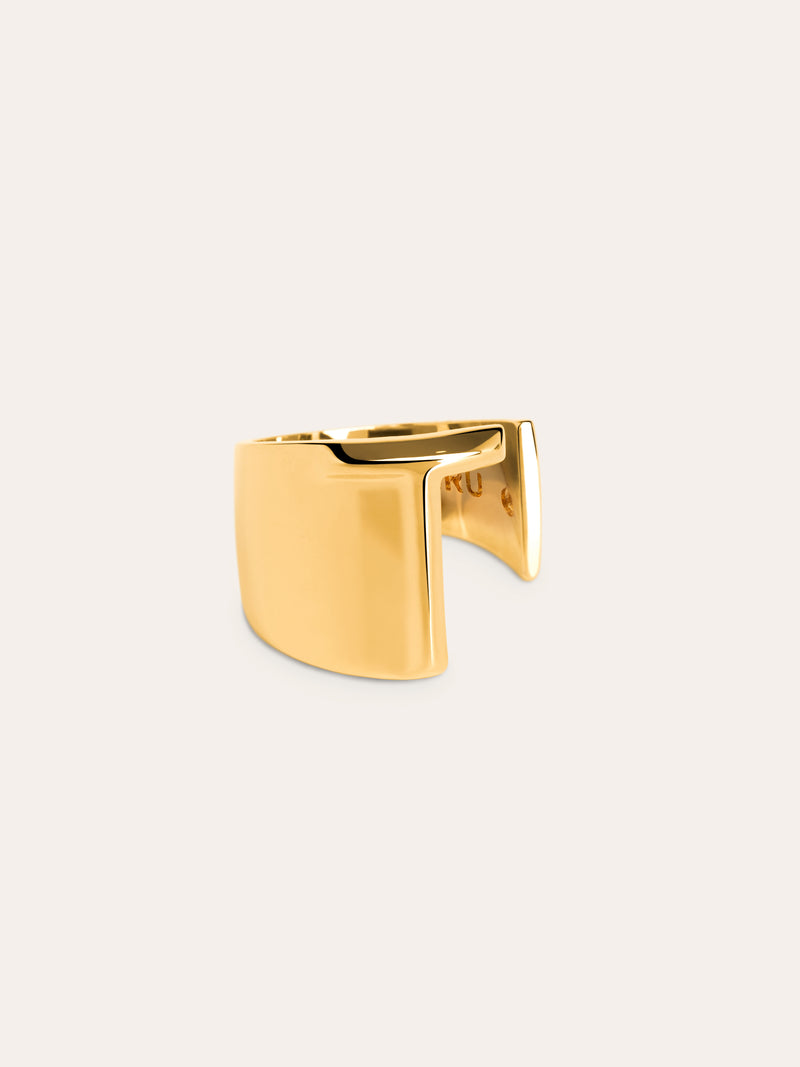 Anel Personalizado Letter Signet Banho de Ouro
