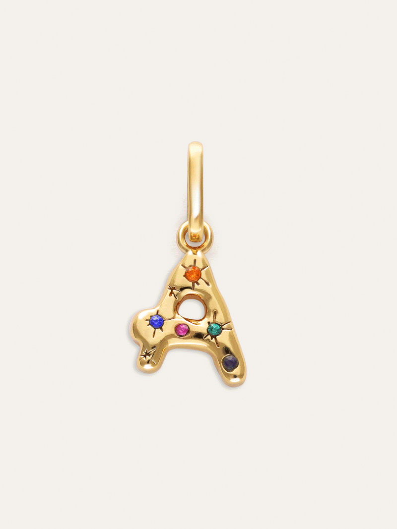 Charm Personalizado Inicial Organic Colors Banho de Ouro