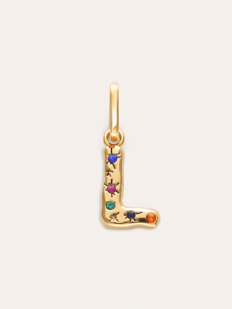 Charm Personalizado Inicial Organic Colors Banho de Ouro