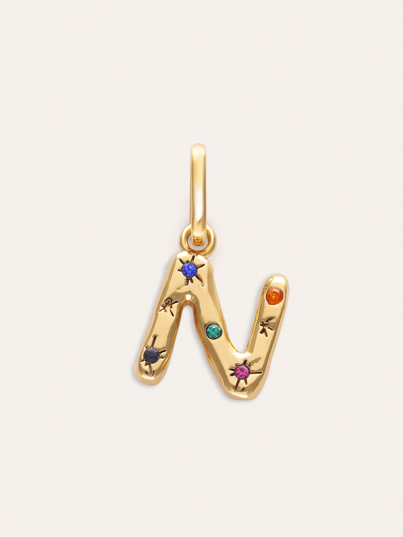 Charm Personalizado Inicial Organic Colors Banho de Ouro
