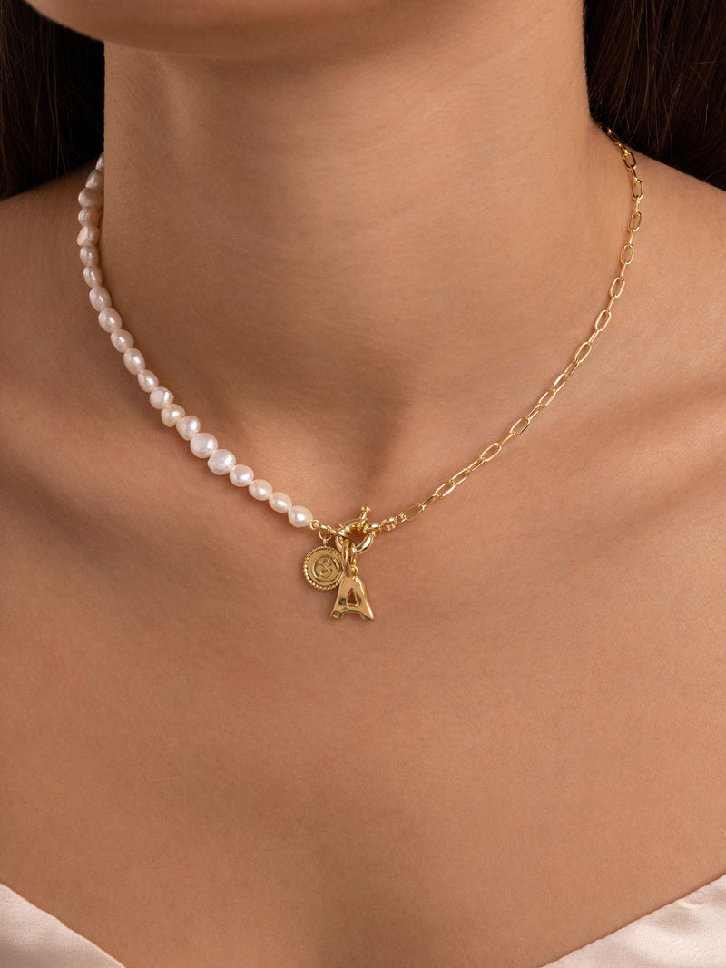 Colar Chic Pearl Aço Banho de Ouro