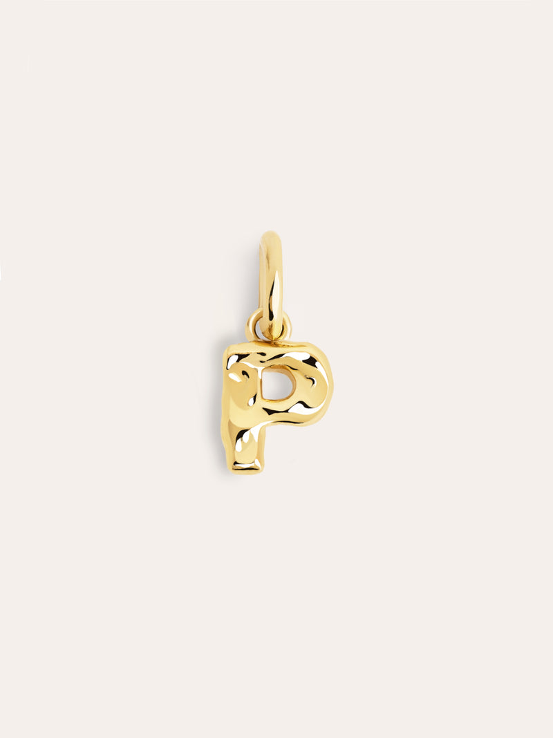 Charm Letter Organic Argent Plaqué Or