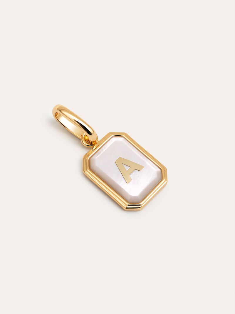 Charm Personnalisé Letter Nacre Plaqué Or