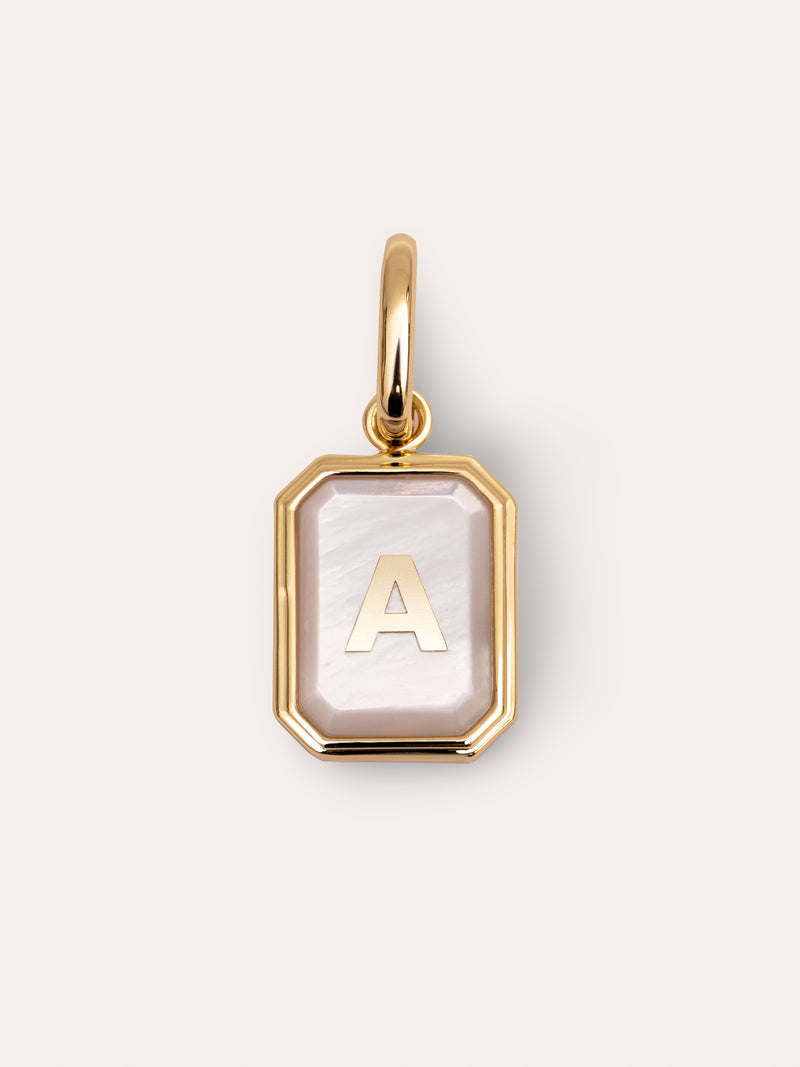 Charm Personnalisé Letter Nacre Plaqué Or