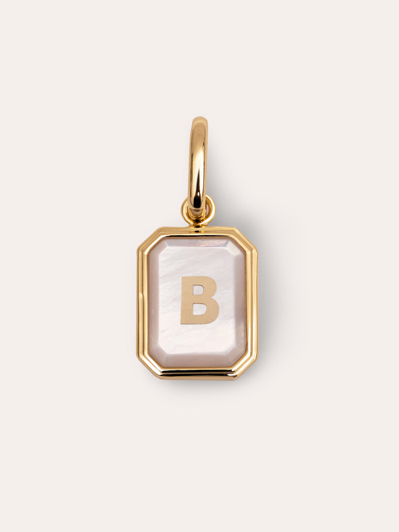 Charm Personnalisé Letter Nacre Plaqué Or