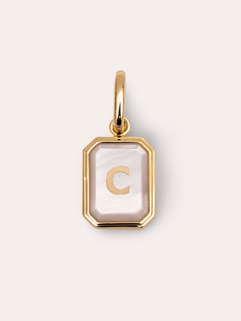 Charm Personnalisé Letter Nacre Plaqué Or
