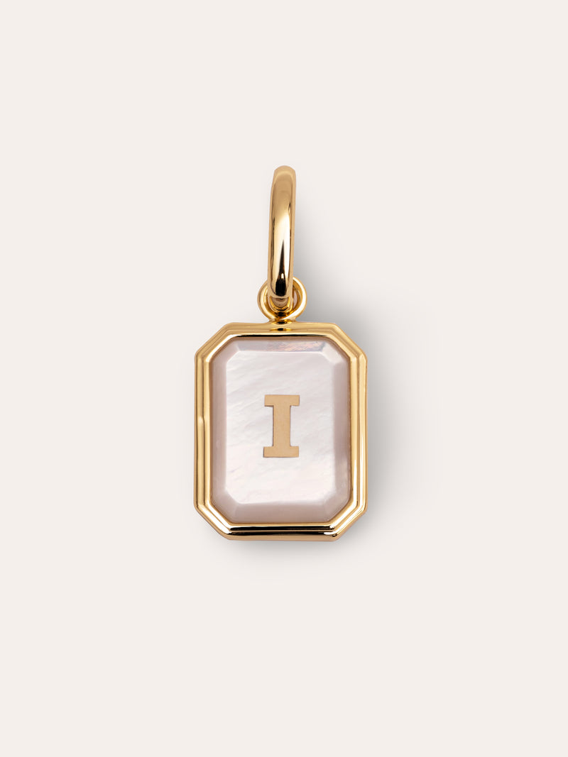 Charm Personnalisé Letter Nacre Plaqué Or