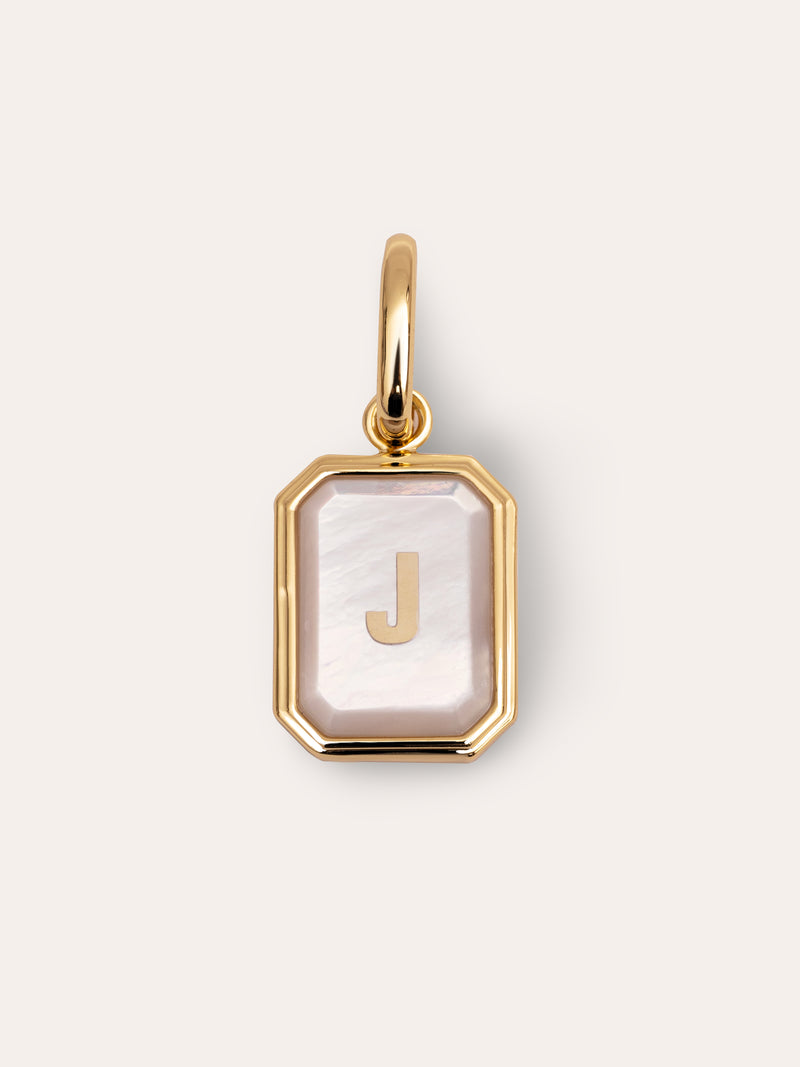 Charm Personnalisé Letter Nacre Plaqué Or