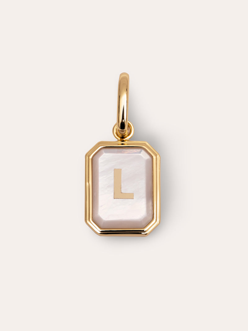 Charm Personnalisé Letter Nacre Plaqué Or