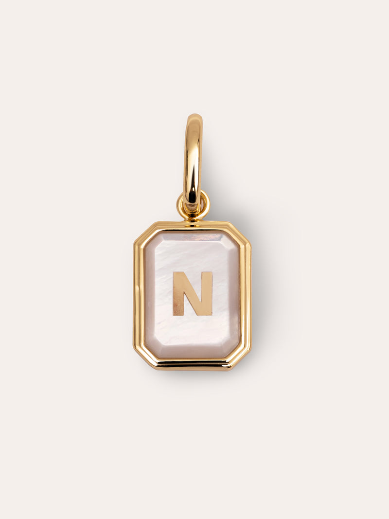 Charm Personnalisé Letter Nacre Plaqué Or