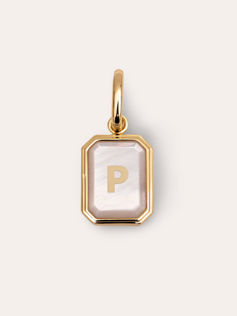 Charm Personnalisé Letter Nacre Plaqué Or