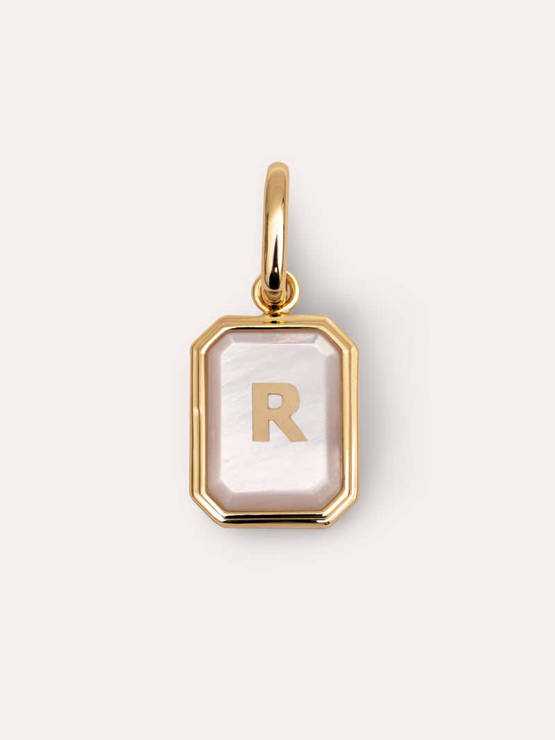 Charm Personnalisé Letter Nacre Plaqué Or