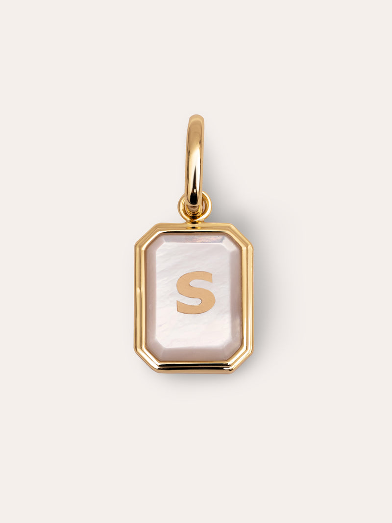 Charm Personnalisé Letter Nacre Plaqué Or