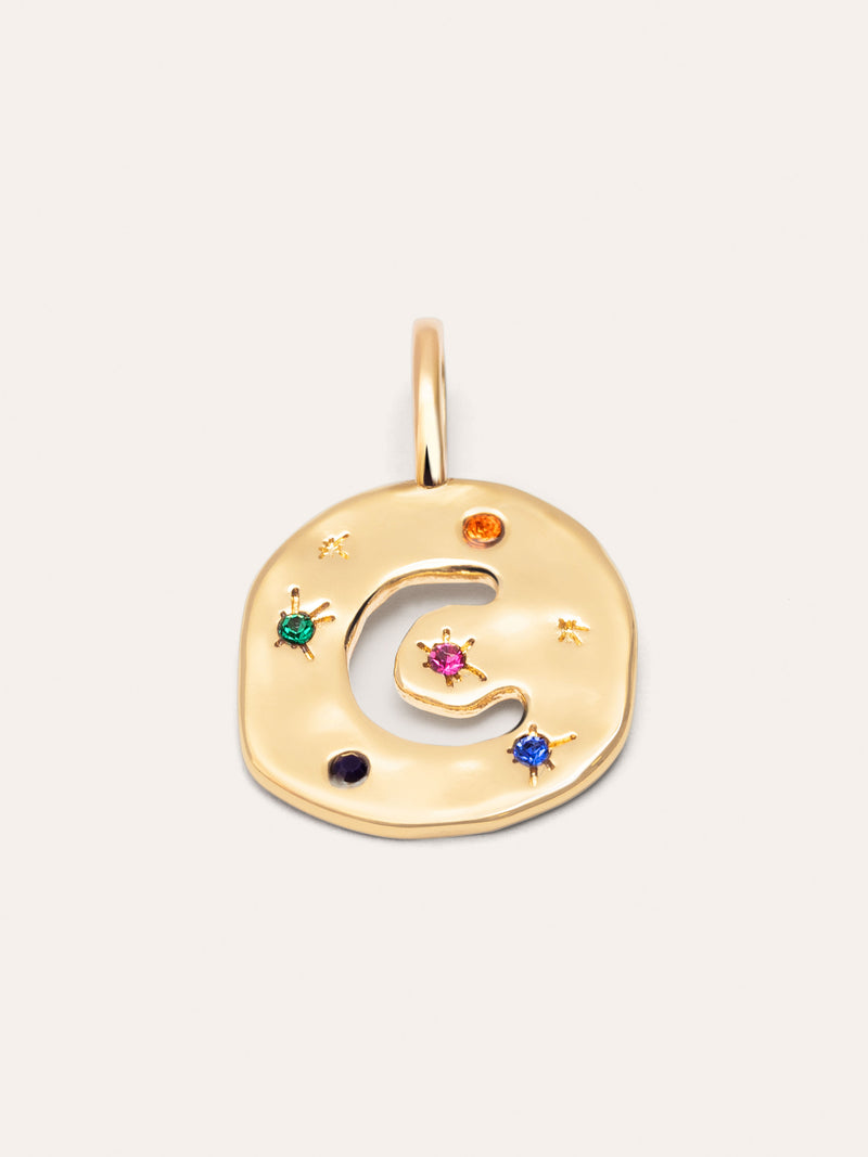 Organic Color Letter Gold Charm 