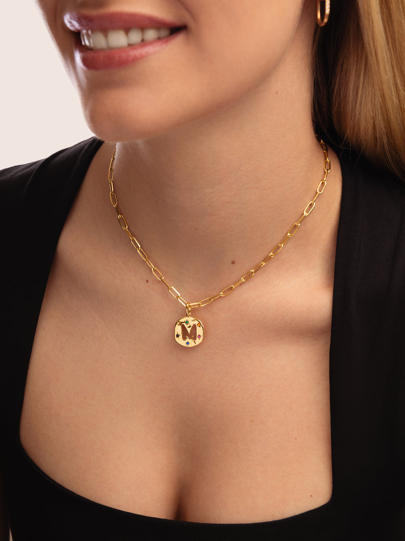Organic Color Letter Gold Charm 