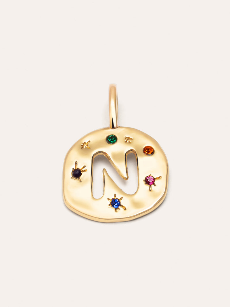 Organic Color Letter Gold Charm 