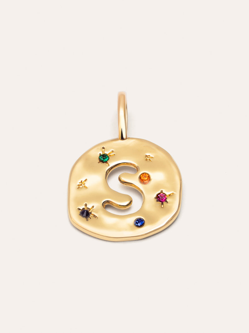 Organic Color Letter Gold Charm 