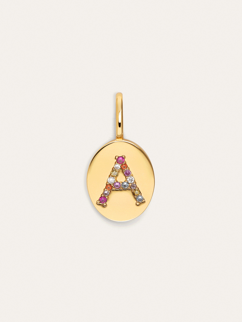 Signet Letter Colors Personalized Gold Charm