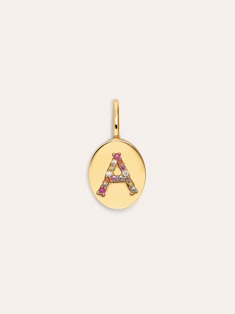 Signet Letter Colors Personalized Gold Charm