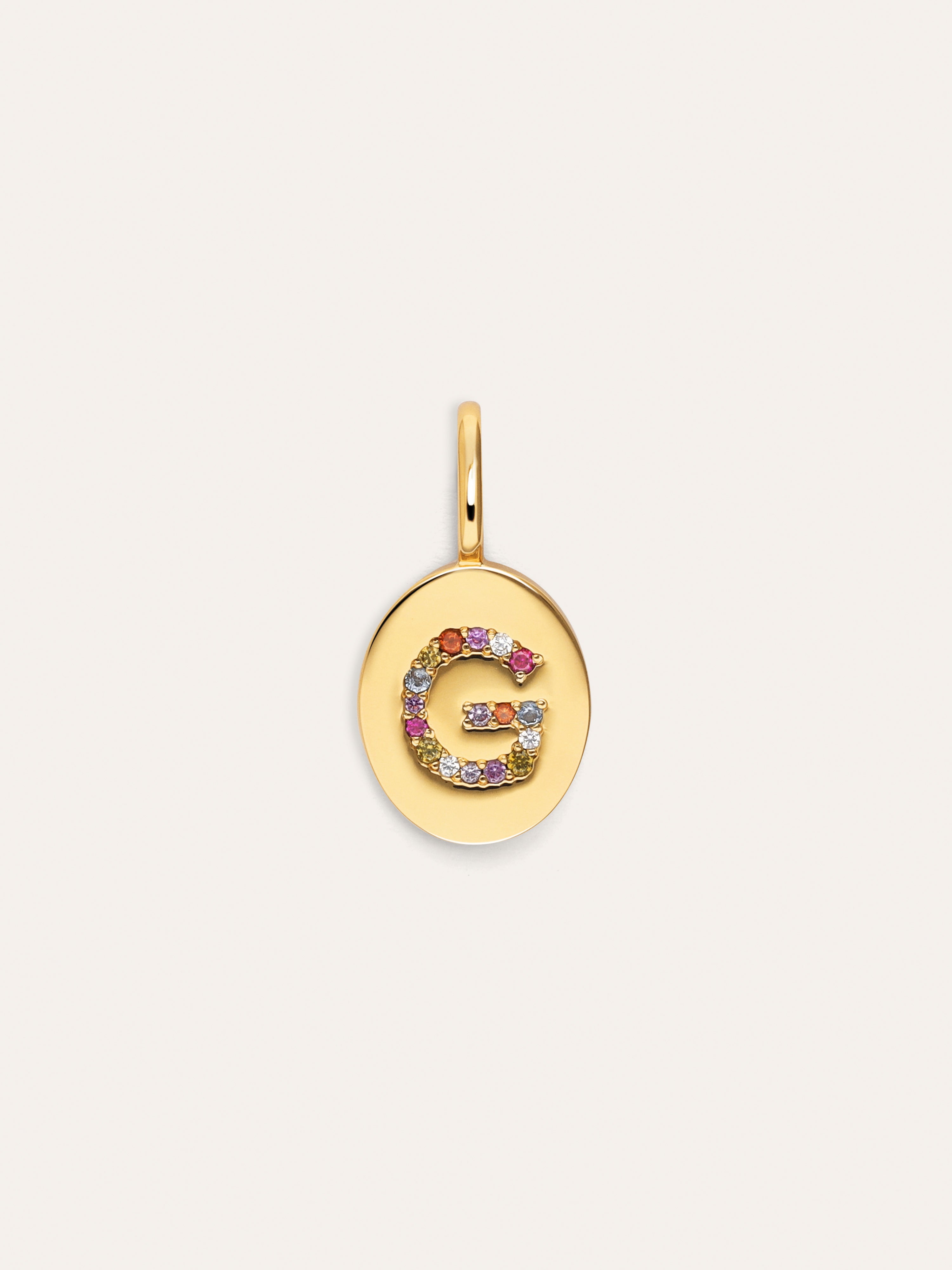Signet Letter Colors Personalized Gold Charm