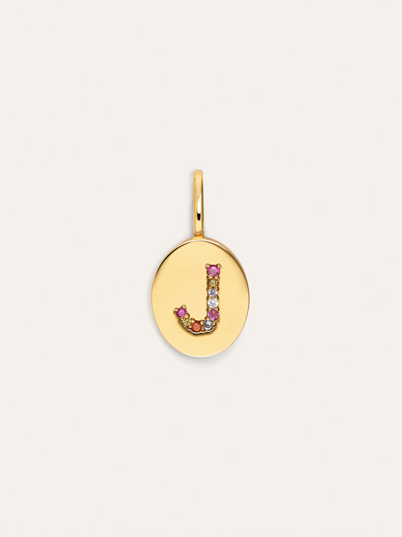 Signet Letter Colors Personalized Gold Charm
