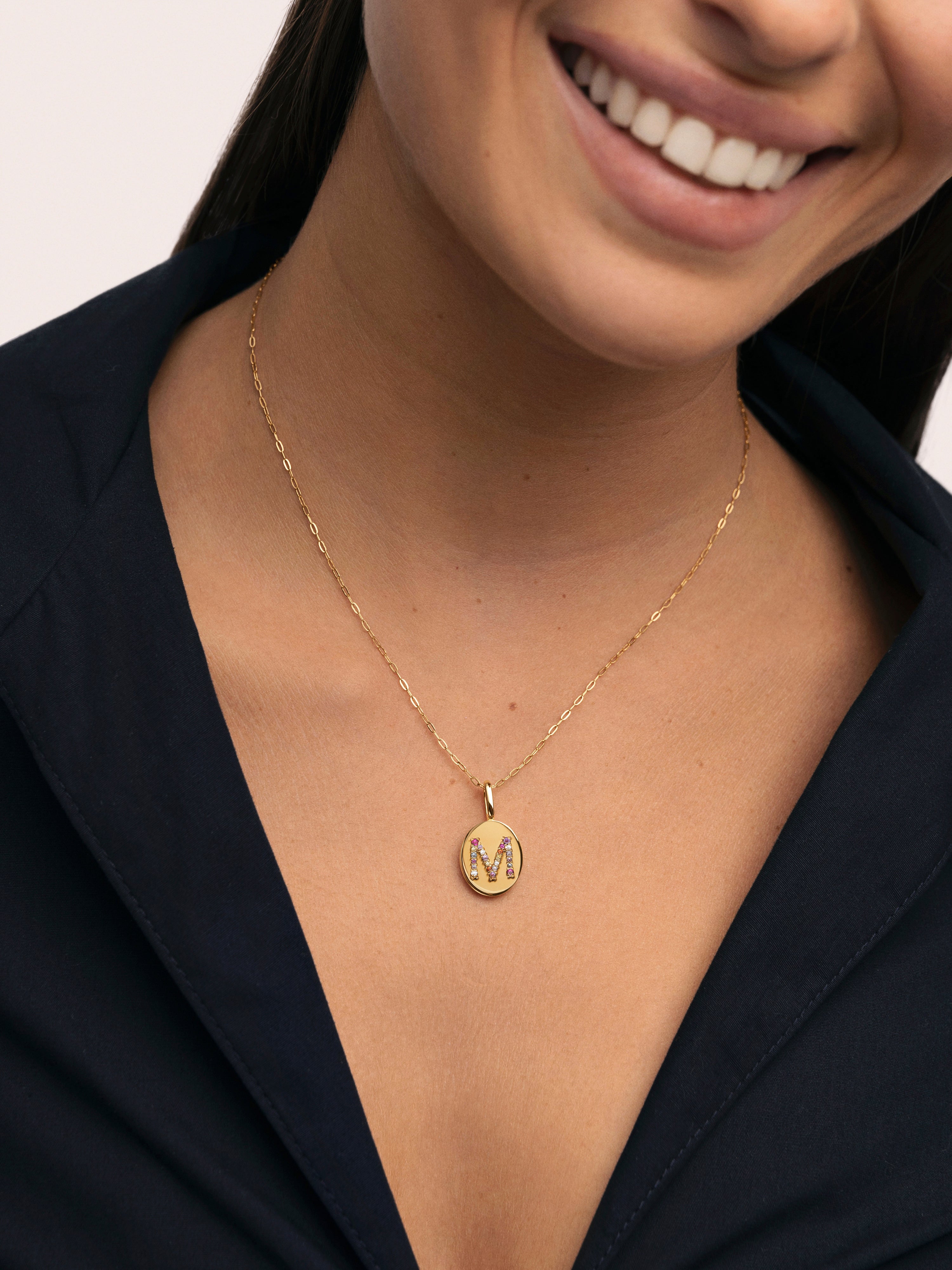 Signet Letter Colors Personalized Gold Charm