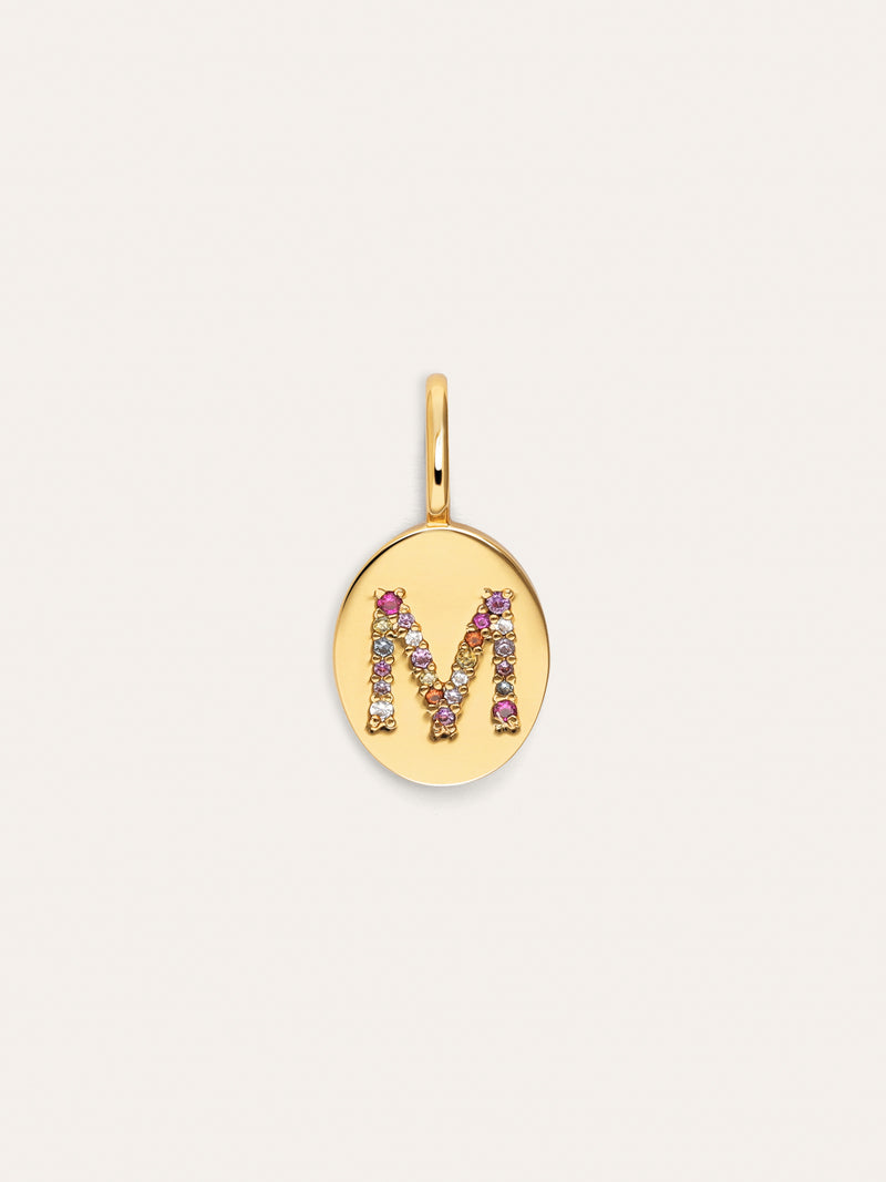 Signet Letter Colors Personalized Gold Charm