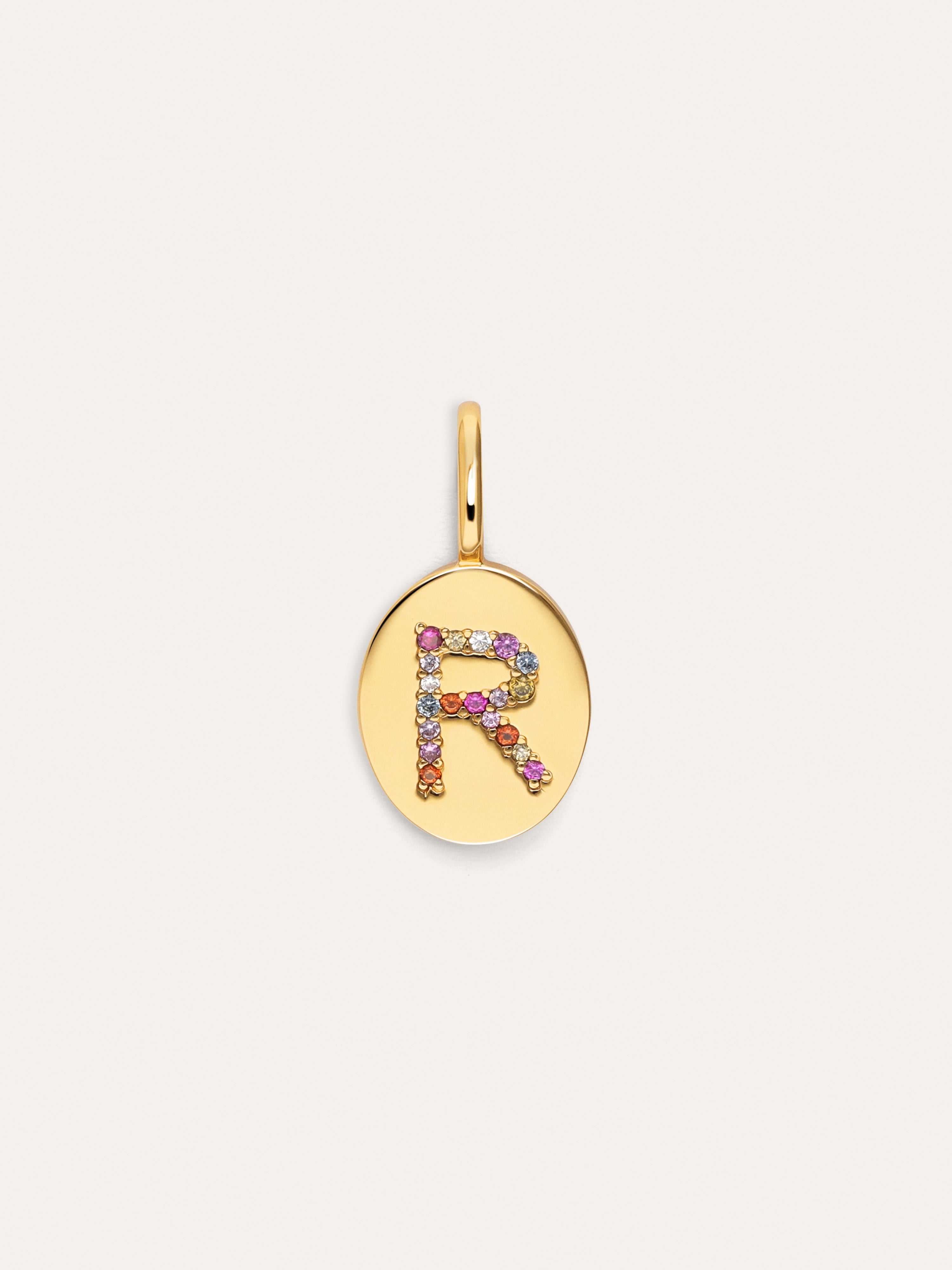 Signet Letter Colors Personalized Gold Charm