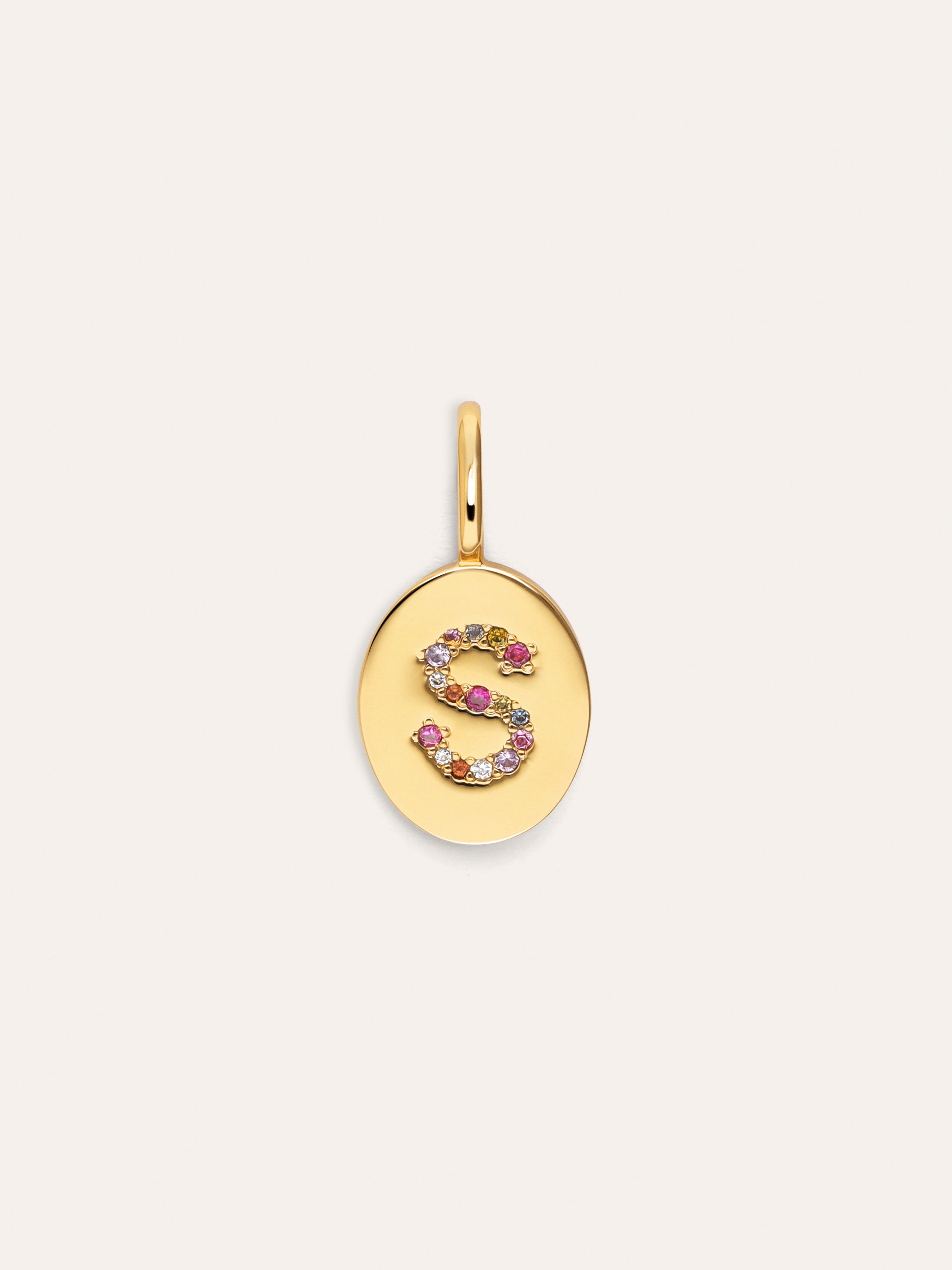 Signet Letter Colors Personalized Gold Charm