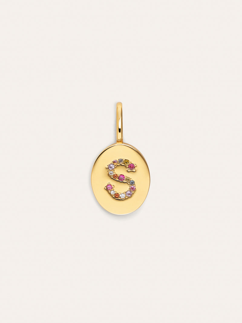 Signet Letter Colors Personalized Gold Charm