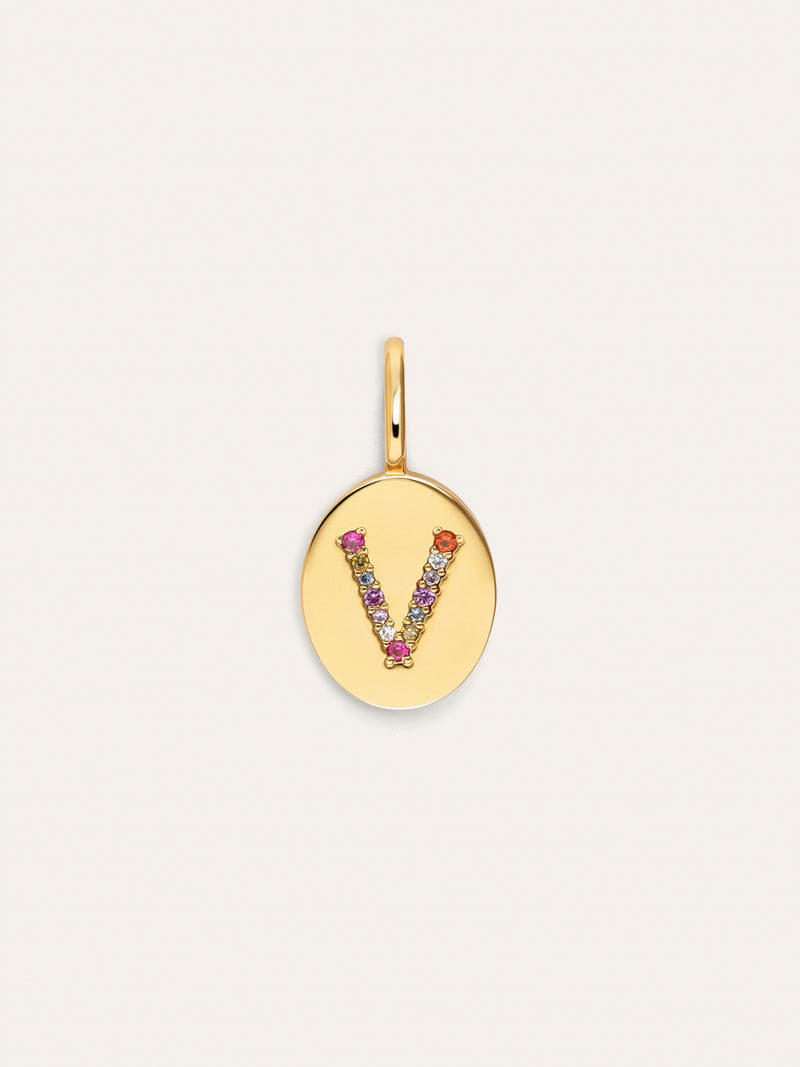 Signet Letter Colors Personalized Gold Charm