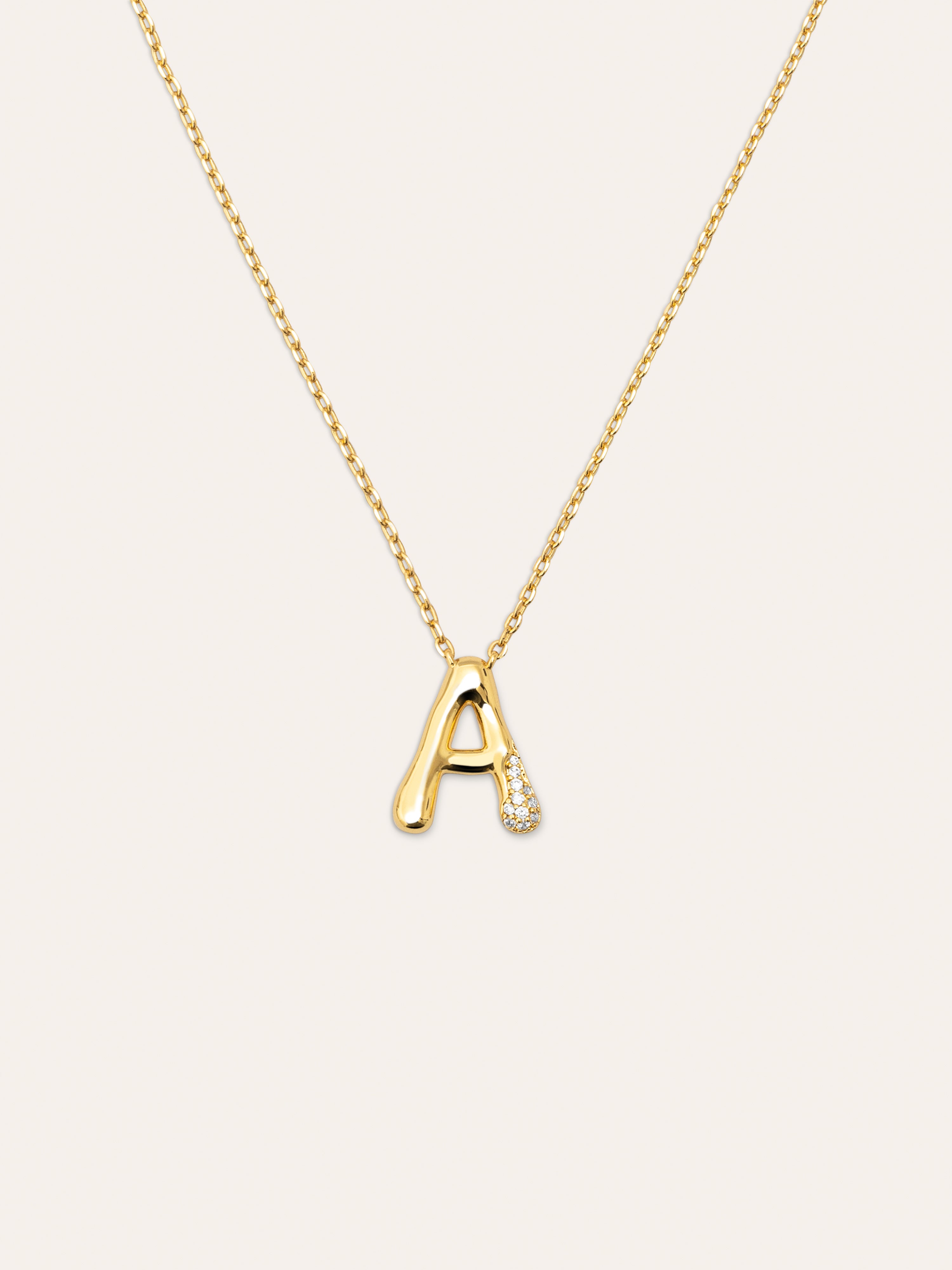 Collar Personalizado Letter Brillante Baño Oro