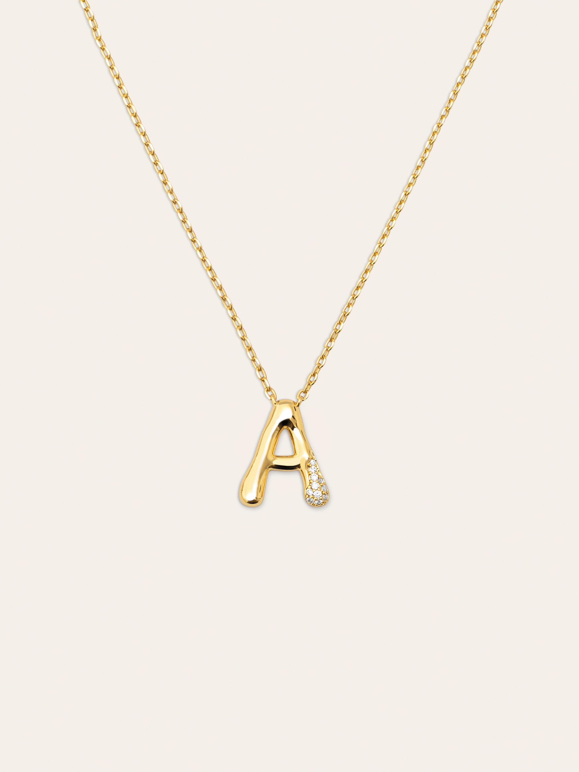 Collar Personalizado Letter Brillante Baño Oro