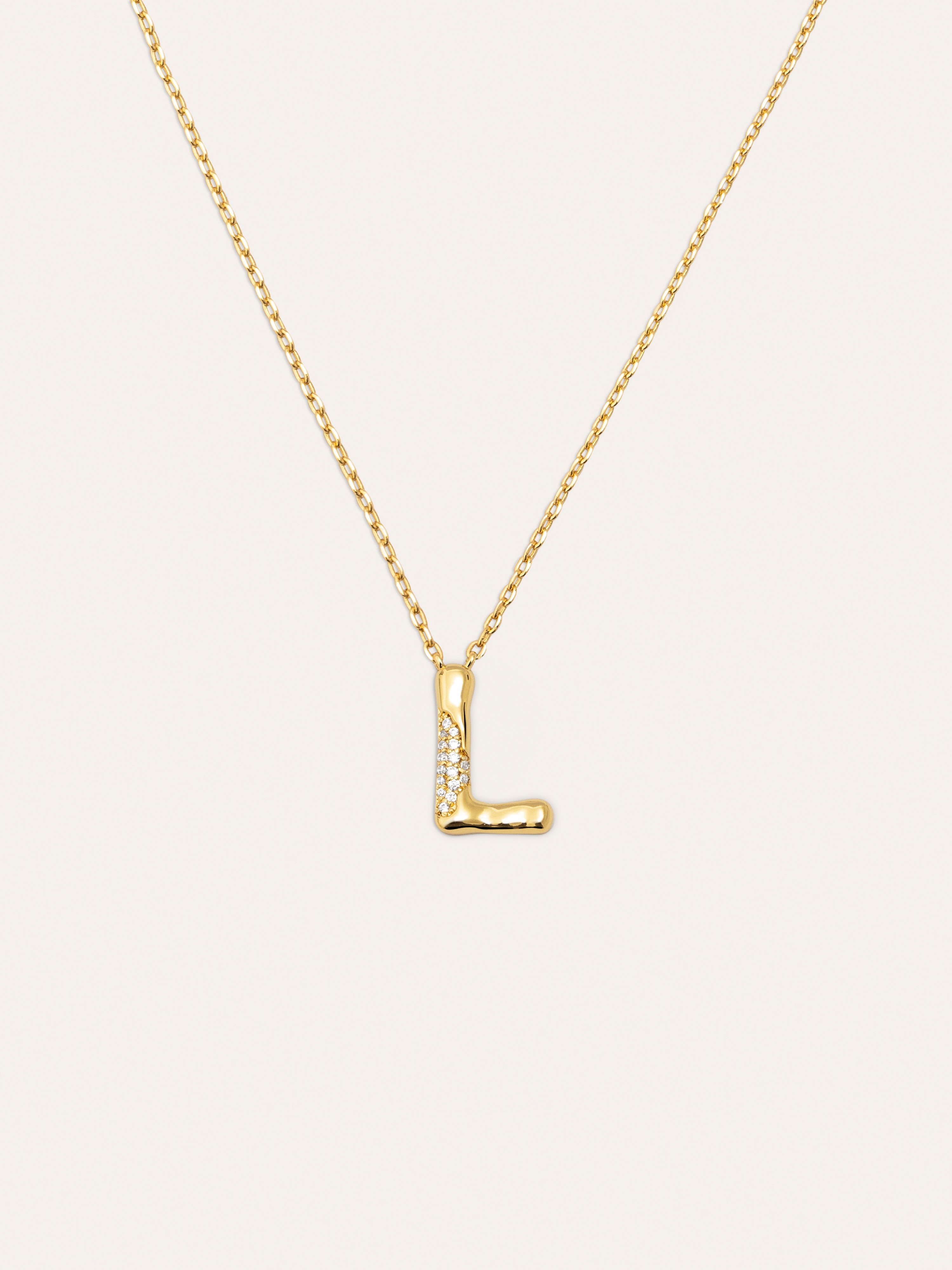 Collar Personalizado Letter Brillante Baño Oro