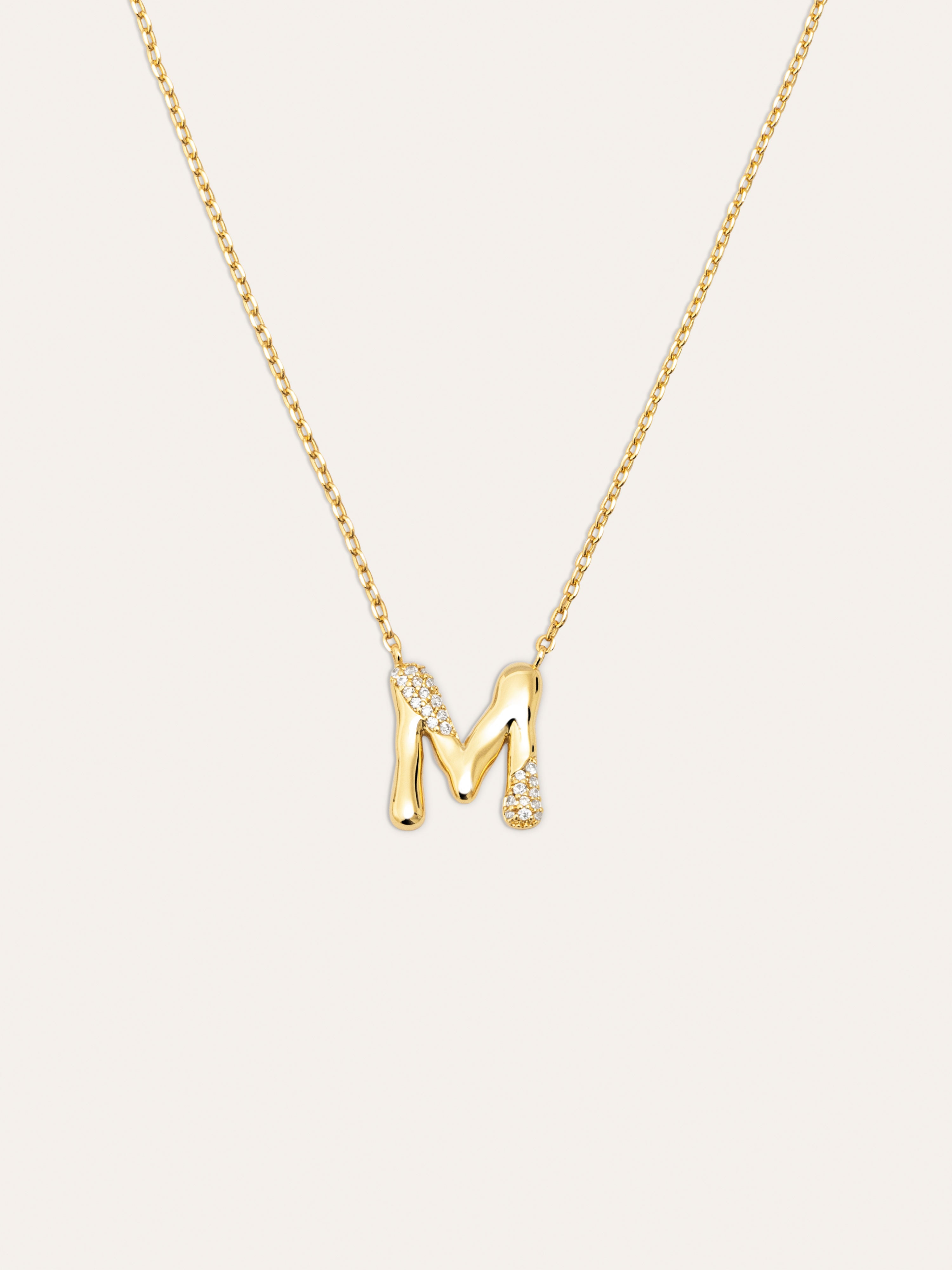 Collar Personalizado Letter Brillante Baño Oro