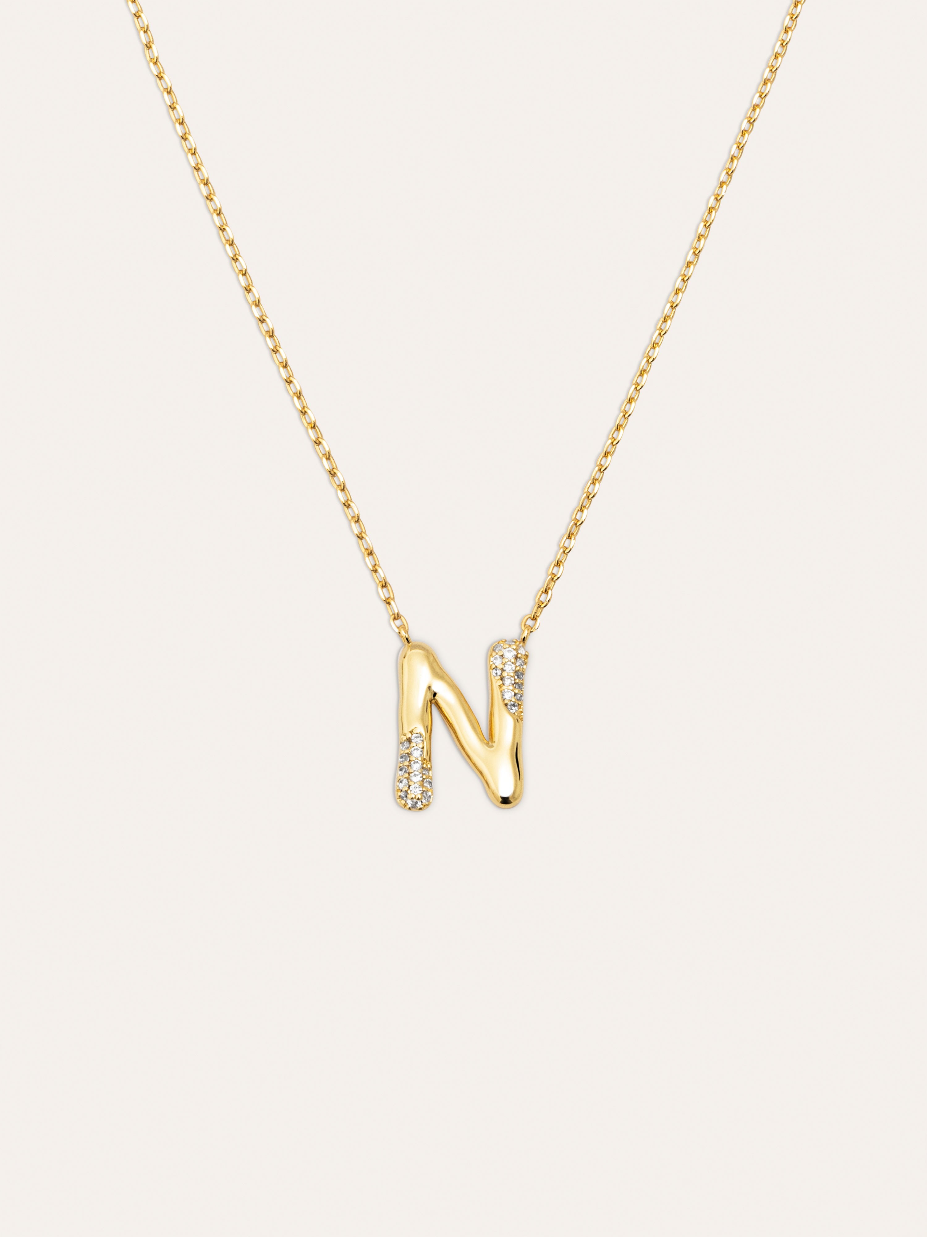 Collar Personalizado Letter Brillante Baño Oro