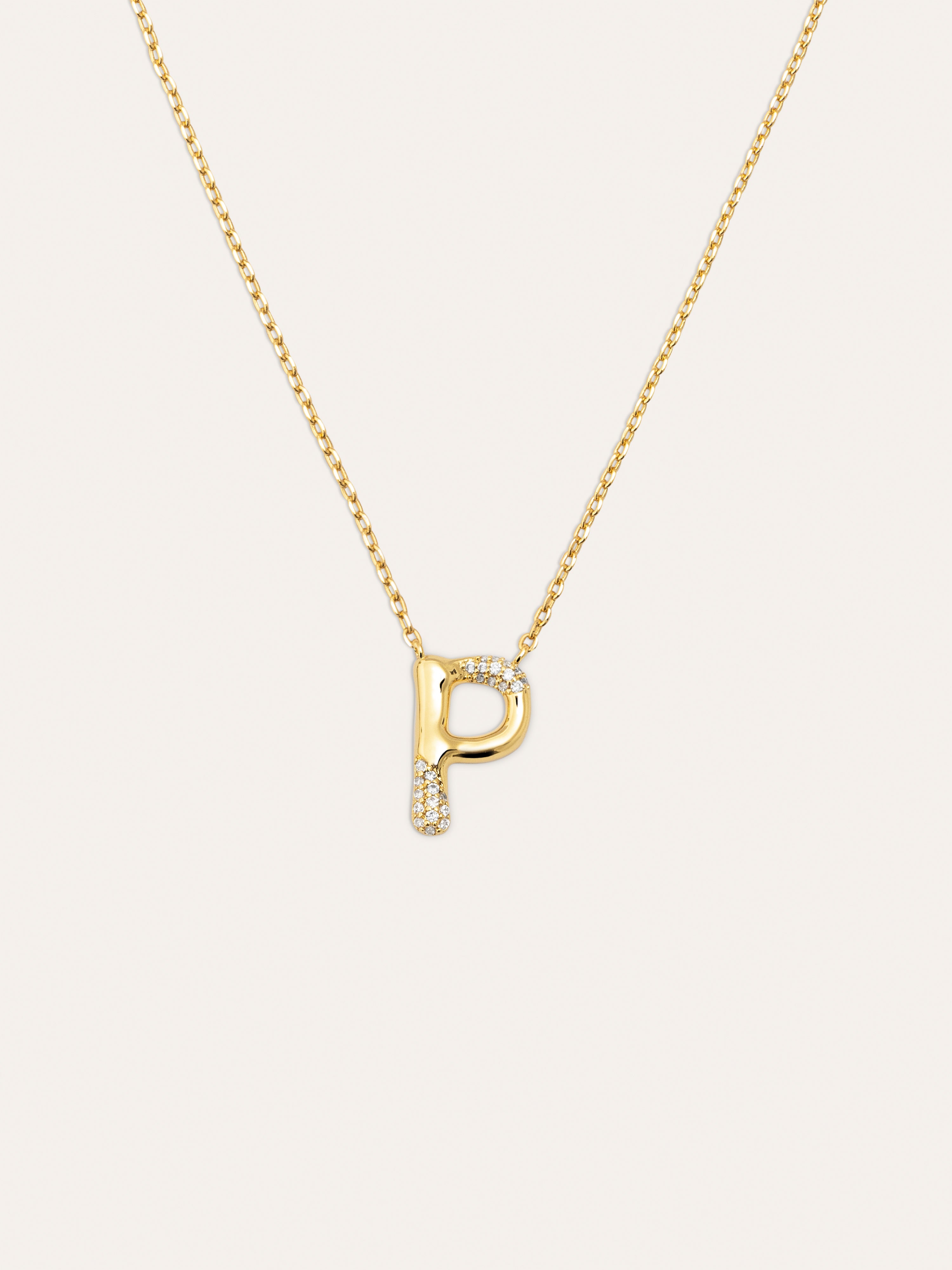 Collar Personalizado Letter Brillante Baño Oro